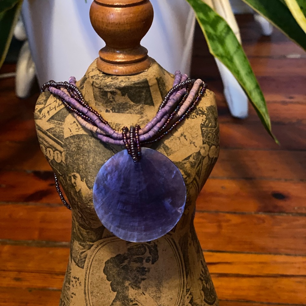 Coldwater Creek Necklace Beaded Purple Genuine Stone NWT